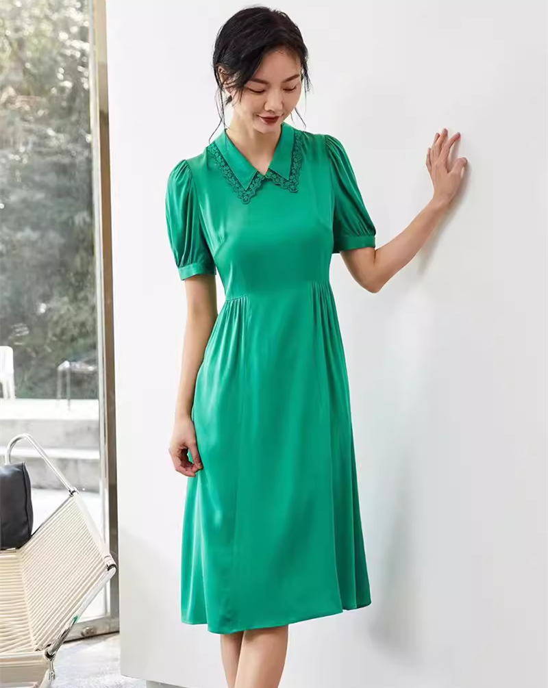 西湖阁老桑蚕丝连衣裙