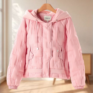 松紧束口插肩袖 冬装 连帽短羽绒服606 熠 专柜1199