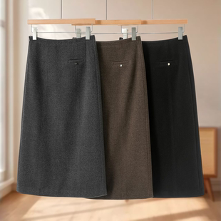 高腰侧拉链后开叉一步半身裙632 冬装 专柜499 木X
