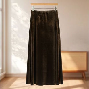 高腰优雅丝绒鱼尾裙半身长裙563 冬装 专柜599 莫Y