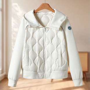 轻薄不失保暖拼接插肩袖 冬装 连帽羽绒服744 蔻 曦鹅绒服