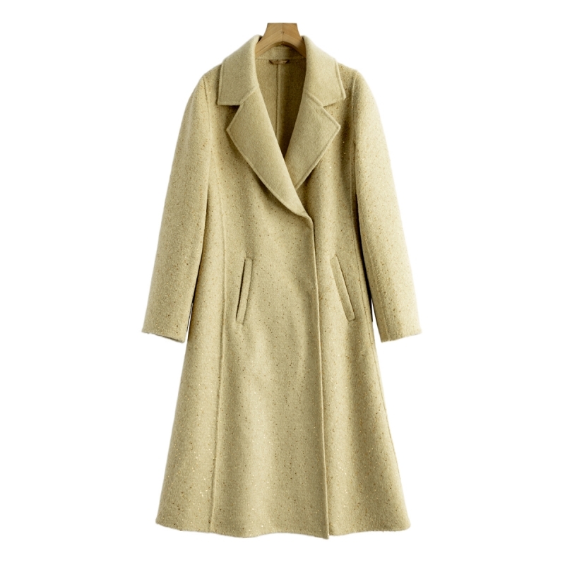 珠片点缀西装领双面呢