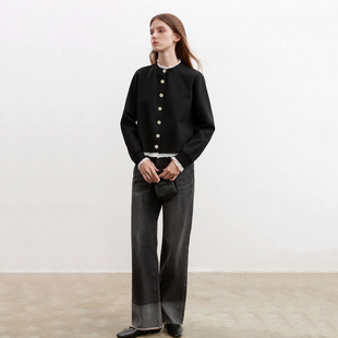 圆领蕾丝拼接假两件短款 外套177 秋季 专柜479 女装 绍 新款 薇