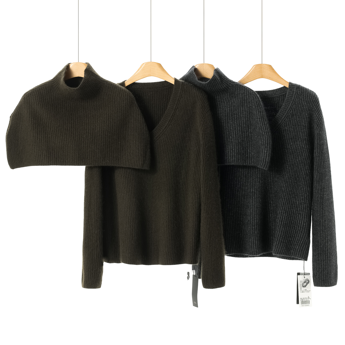 专柜1299 29%兔毛【莫Y】冬装 小众披肩两件套纯色套头毛衣122