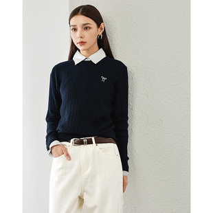 桑蚕丝 秋季 兰 479 圆领套头蝴蝶结刺绣绵羊毛针织衫 专柜469