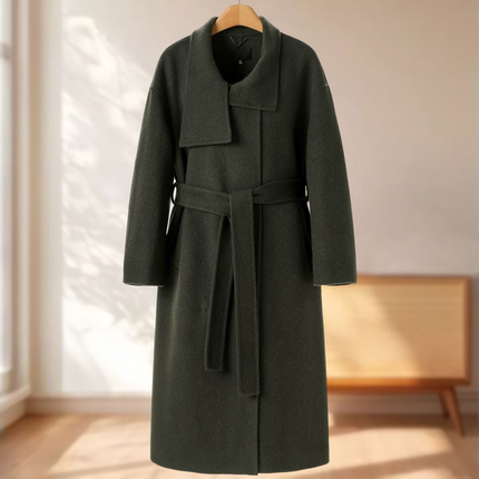 专柜1999 20%羊驼【妍B】冬装 翻领系腰带双面呢长毛大衣301
