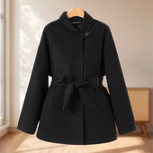 100绵羊毛 莫Y 冬装 专柜2499 开衫 无扣翻领系带双面呢大衣763