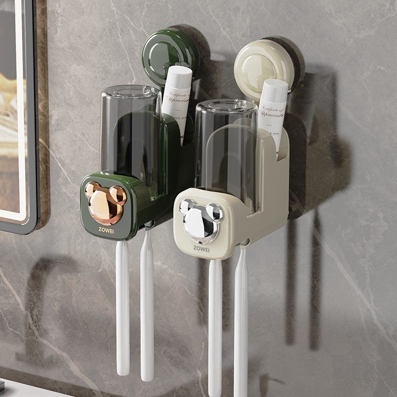 吸盘倒置牙刷架卫生间免打孔壁挂式漱口杯牙杯杯子置物架牙刷架子