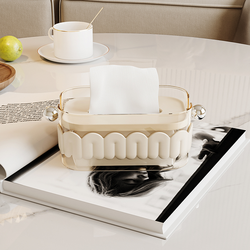 纸巾盒家用客厅茶几创意轻奢卷纸收纳盒卧室桌面奶油风可爱抽纸盒