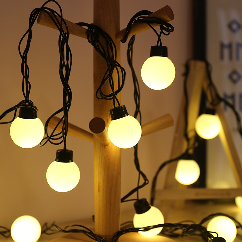 LED灯串3.5厘米黑线圆球灯闪灯户外庭院全防水婚庆圣诞节装饰彩灯