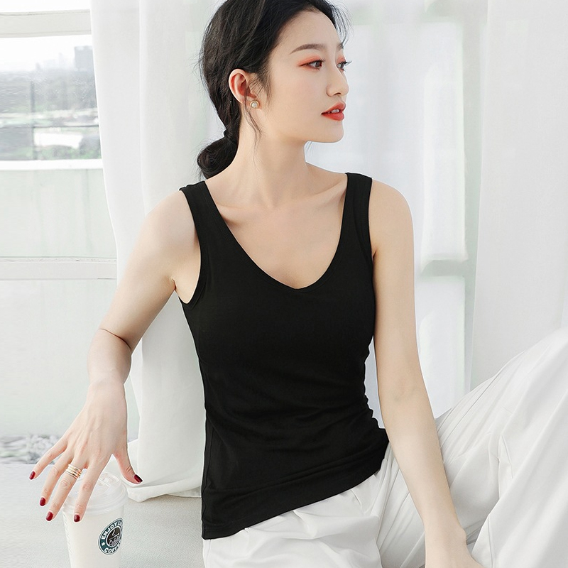 百搭带胸垫莫代尔吊带背心女夏外穿一体罩杯无钢圈内搭上衣打底衫