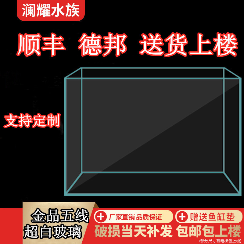 定制五线金晶超白鱼缸玻璃造景水族箱烟火大小型至纯草缸裸缸龟缸