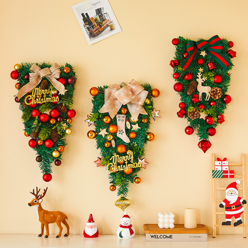 圣诞节装饰圣诞花环门挂圣诞x树挂饰橱窗藤条挂件酒店商场布置美