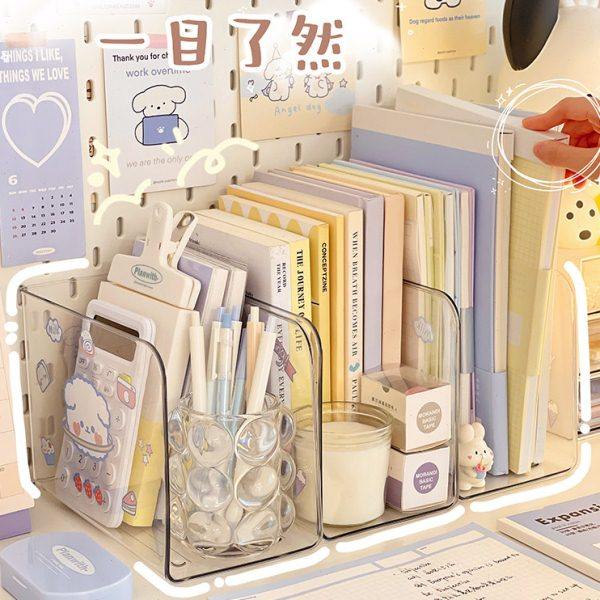 桌面书本收纳盒透明卡通学生书桌办公室桌上书立陈列展示架书架女,收纳整理,书桌收纳置物架,淘宝优惠券,粉丝福利购,淘宝优惠卷