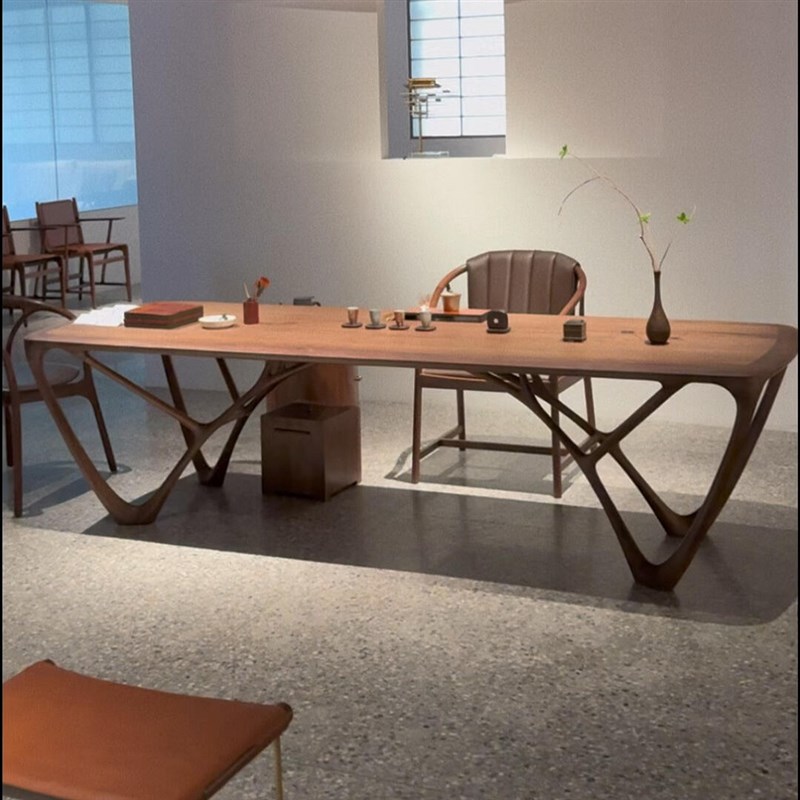 黑胡桃木实c木茶桌大户型别墅会所豪宅现代简约大平层办公室高级