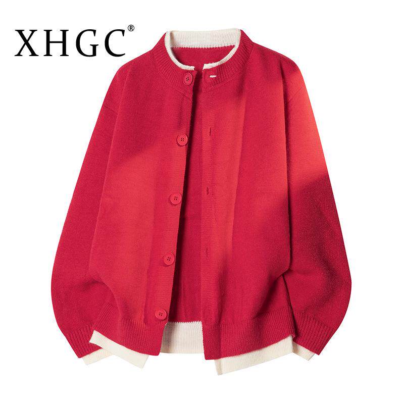 XHGC新年高领毛衣男秋冬加绒加厚慵懒风内搭打底衫高级感痞帅针织