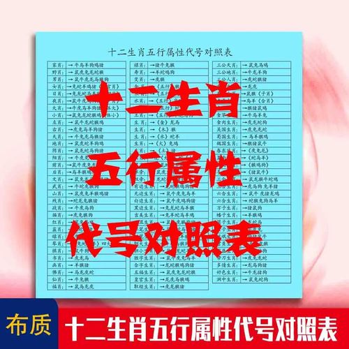 十二生肖五行属性代号对照表