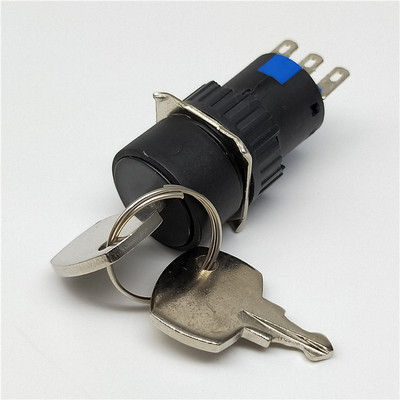 圆形16mm自锁钥匙旋转选择转换按钮开关LA16-11X/2 22x3两档三挡