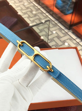 腰带女士真皮配大连衣裙子H家kelly夏季百搭猪鼻扣装饰凯莉细皮带