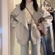 韩系慵懒风短款 爆款 夹克上衣 复古灰色连帽卫衣外套女2026新款 美式