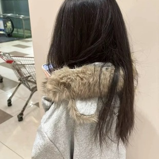 外套 卫衣女秋冬宽松加绒加厚开衫 美式 复古chic毛绒领小熊连帽开衫