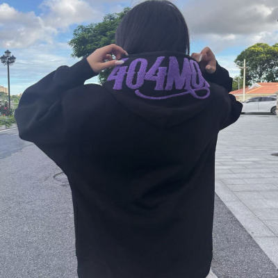 美式高街植绒字母刺绣卫衣女