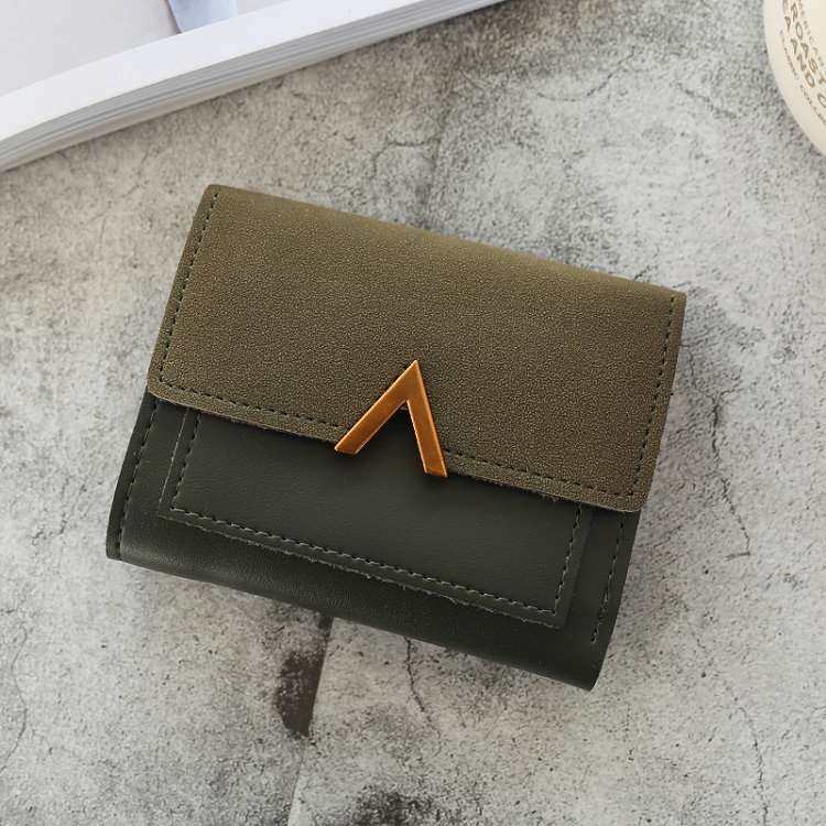 ins小钱折包女短新款2022款日韩简约森复古学生百搭叠皮系夹卡包