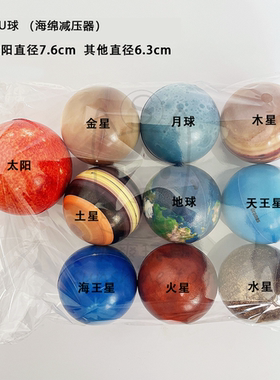 八大行星pu球太阳系月球63mm儿童科教海绵星空减压压力球星球抱枕
