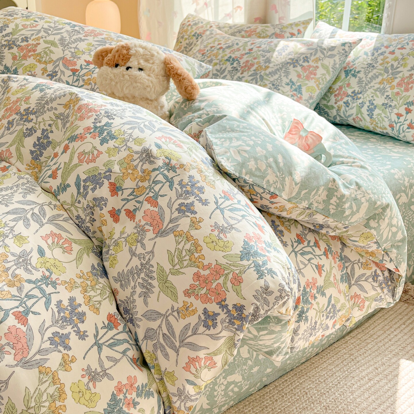 田园风碎花纯棉全棉四件套美式小清新床单被套1.51.8米床笠三件套