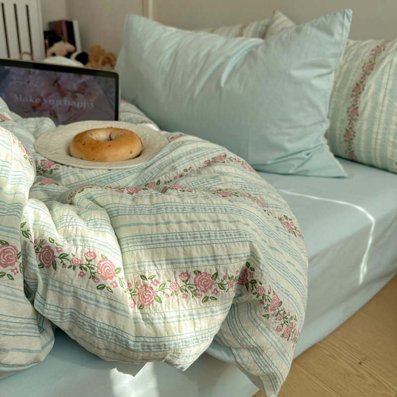 韩系INS博主风40S全棉四件套纯棉碎花床单被套床笠1.51.8米三件套,床上用品,床品套件/四件套/多件套,淘宝优惠券,粉丝福利购,淘宝优惠卷