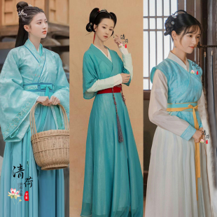 影视古装魏晋风唐朝女士汉服丫鬟服飘逸仙女服古典舞蹈服宫女服装