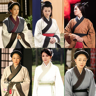 影视古装汉服女夫人汉服群演服话剧古装女棉麻农妇唐朝女演出服装