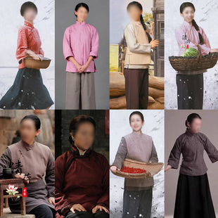 影视古装民国清末女士棉麻村姑丫鬟佣人农民学生村妇老百姓演出服
