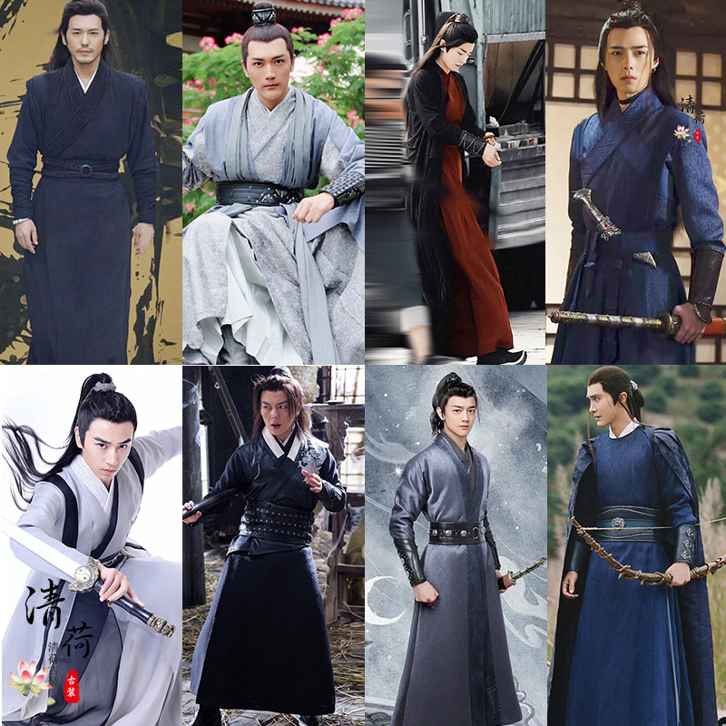 影视古装唐朝男士汉服带刀护卫侍卫小袖武侠服侠客服剑客演出服装
