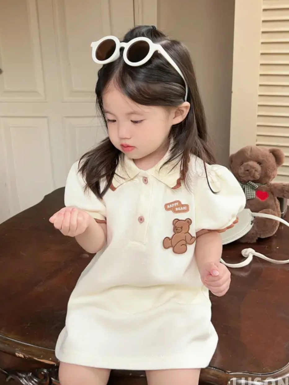 인터넷 연예인 부모자식 하복 3 4인 가족 모녀 반팔 티셔츠 온 가족이 입을 수 있는 곰돌이 폴로 셔츠