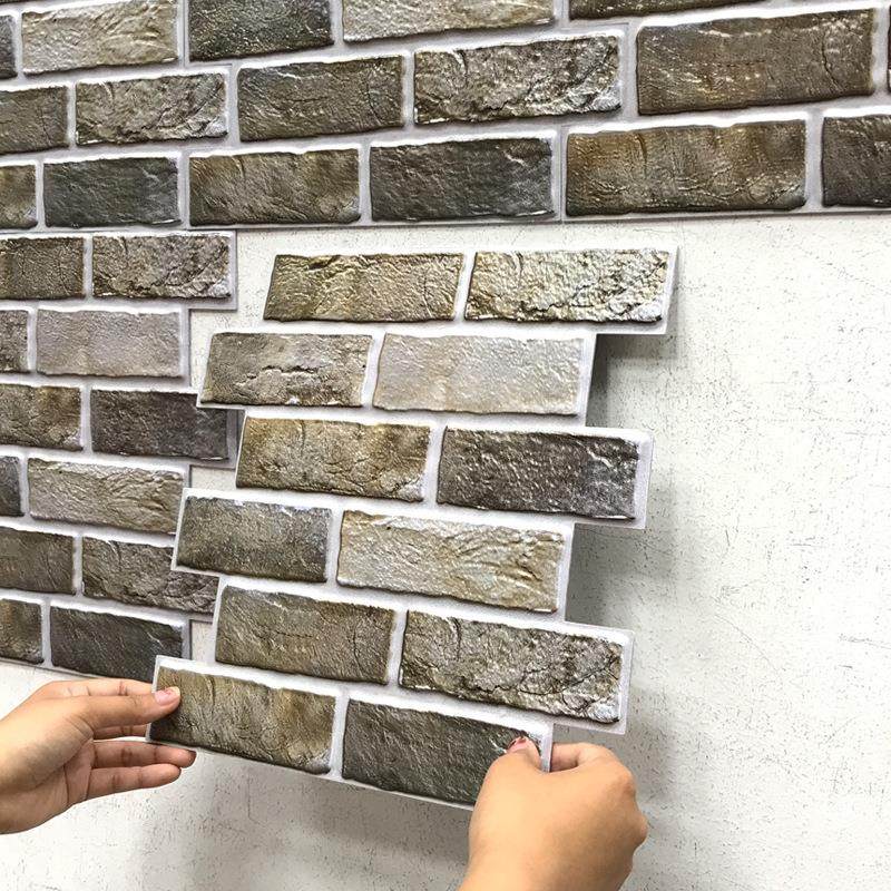 仿古青砖3D立体墙自粘贴创意餐馆墙裙翻新装饰防潮电视背景墙商用