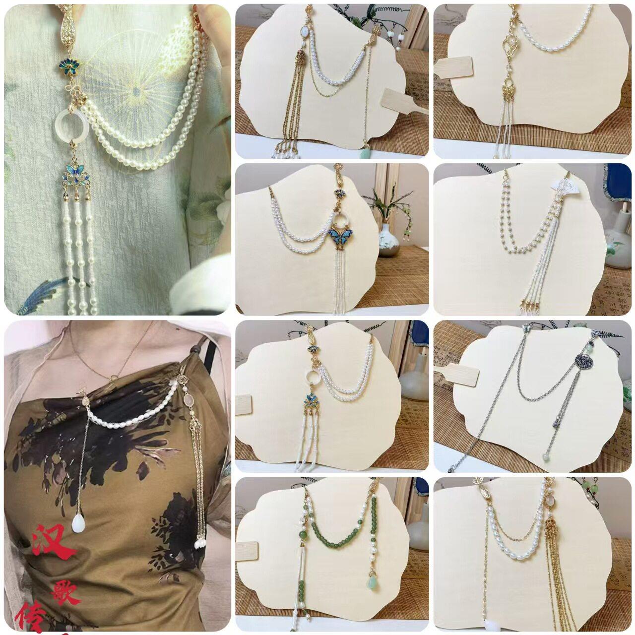新中式旗袍压襟胸花古风汉服流苏胸前挂件国潮茶服珍珠吊坠挂件