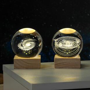 跨境3D内雕水晶球发光小夜灯家居礼品桌面装饰摆件送同学朋友