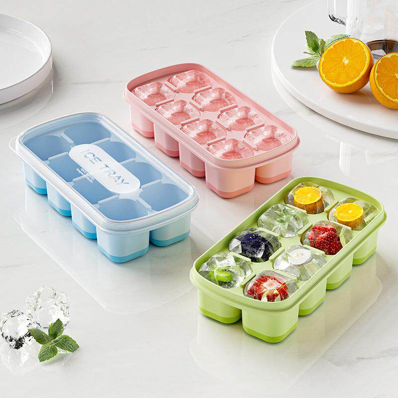 带盖自制冰格冰块模具家用食品级宝宝辅食易脱模硅胶软底冰盒神器