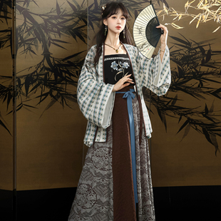 素羽华裳秋叙 原创汉服女日常改良通勤 北朝褶衣齐腰破群秋冬新款