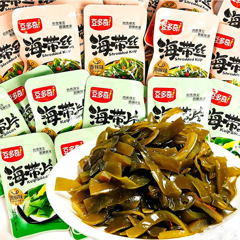豆多奇香辣海带丝泡椒味海带块开袋即食办公宿舍解馋下饭菜零食品