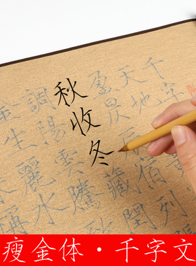 宋徽宗瘦金体千字文原帖水写布赵佶瘦金字帖练毛笔水写套装初学者入门描红书法字贴万次临摹练字一套仿宣纸