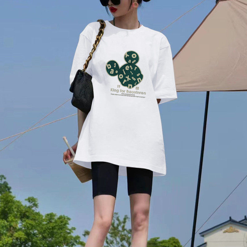 韩国oversize卡通t恤女美式慵懒风大码宽松显瘦短袖上衣ins潮夏季