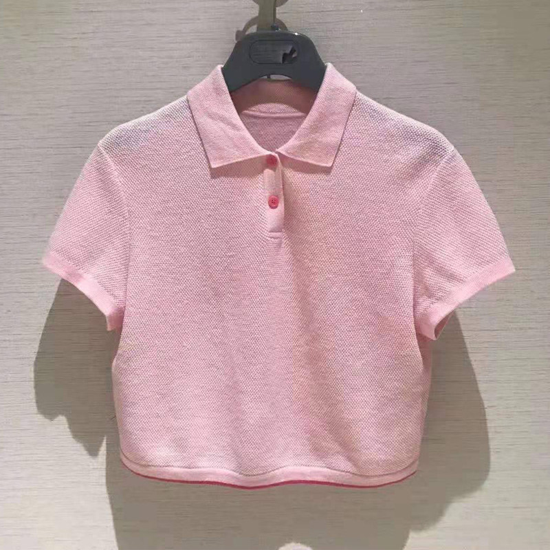 范芙熙联名欧阿玛施旗2021新款POLO衫纯色短袖T恤针织衫女5399480