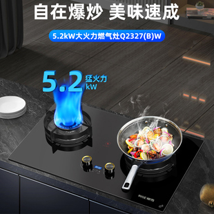 樱雪燃气灶具Q2327定时易洁煤气灶5.2火力双灶家用天然气燃气灶