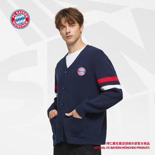 拜仁慕尼黑足球俱乐部 | 秋冬男女深蓝保暖条纹开衫秋冬球迷周边