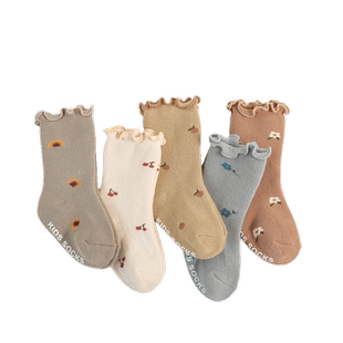 婴儿棉袜子秋冬季加厚保暖松口不勒腿新生儿女童宝宝无骨中筒袜