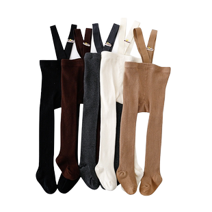 婴儿连裤袜春秋季高腰护肚脐背带裤袜男女童宝宝大PP打底袜举重裤