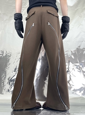 Pointless 24SS S型拉链响尾蛇拉链羊毛长裤西裤休闲裤