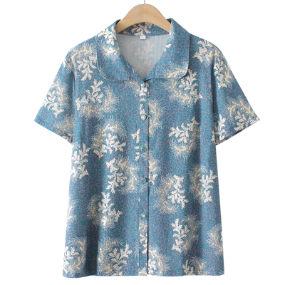 奶奶装夏装短袖衬衣中老年人衣服女60岁70妈妈上衣老太太夏季衬衫